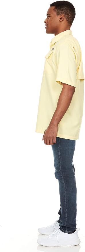Swiss Alps Mens Short Sleeve Button Down Sun Protection UPF 30+Shirt Quick Dry Cooling Fishing Shirts Casual Summer Tops
