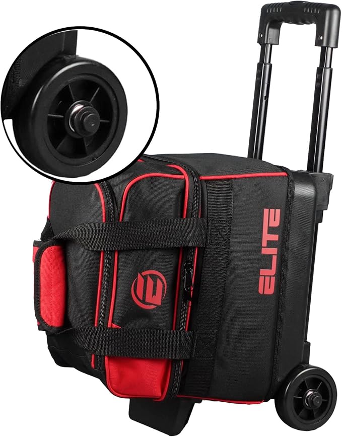 ELITE Basic Single Roller Bowling Ball Bag | Multiple Colors | Fits Up to Size 10.5 Shoes | Compact Design | Bowling Bags With Wheels