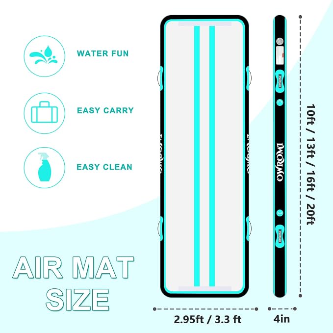 Inflatable Air Gymnastics Mats for Tumbling, 10ft/13ft/16ft/20ft Tumble Track Tumbling Mats for Kids, 4/8 Inches Thick Training Mat with Electric Pump Gymnastics Equipment for Kids Mat