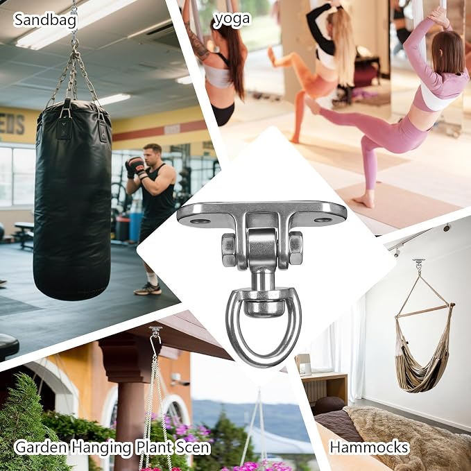 Heavy Duty Swing Hanger 1000 LB Capacity Stainless Steel Swing Swivel Bearing 360° Rotary for Playground Porch Yoga Seat Wooden Sets Indoor Outdoor