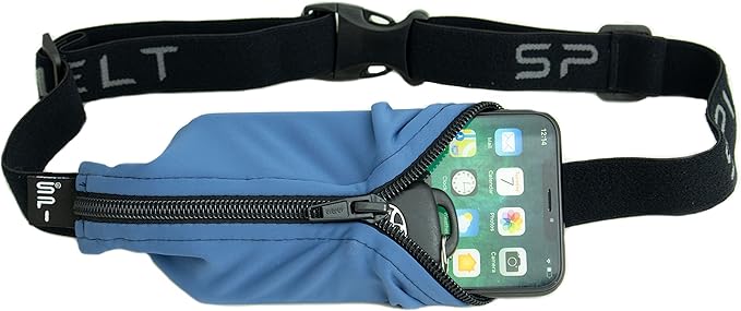 SPIbelt Running Belt Original for Women Men, Phone Holder for Running, Running Fanny Pack, Holder for Phone, Running Waist Pack, Adjustable Waist, [Fits All Phones]. No Bounce, Steel Blue