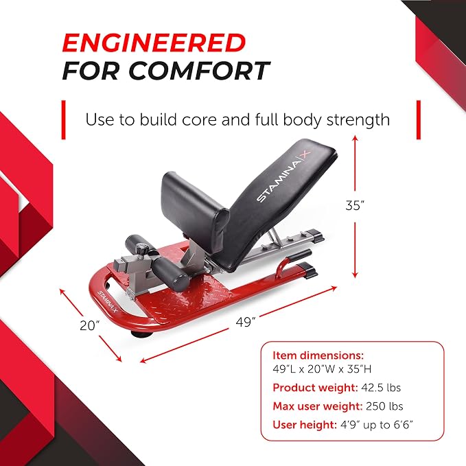 Stamina X 4-in-1 Fitness Bench - Adjustable Weight and Foldable Exercise Bench Roman Chair with Smart Workout App - Up to 250 lbs Weight Capacity | Adjustable Weight and Foldable Exercise Bench Roman Chair with Smart Workout App; Up to 250 lbs Weight C...