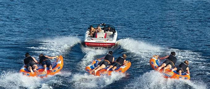 WOW Sports Power Steer Towable Tube - 1-2 Person - 340 lb Capacity - Steerable - For Boating - Youth & Adults