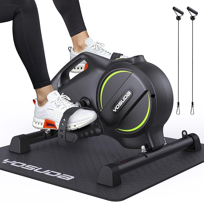 YOSUDA Under Desk Bike with 16-Level Magnetic Resistance, Mini Exercise Bike with Bluetooth App, Pedal Exerciser While Sitting for Office Workers & Seniors, for Home Exercise & Recovery