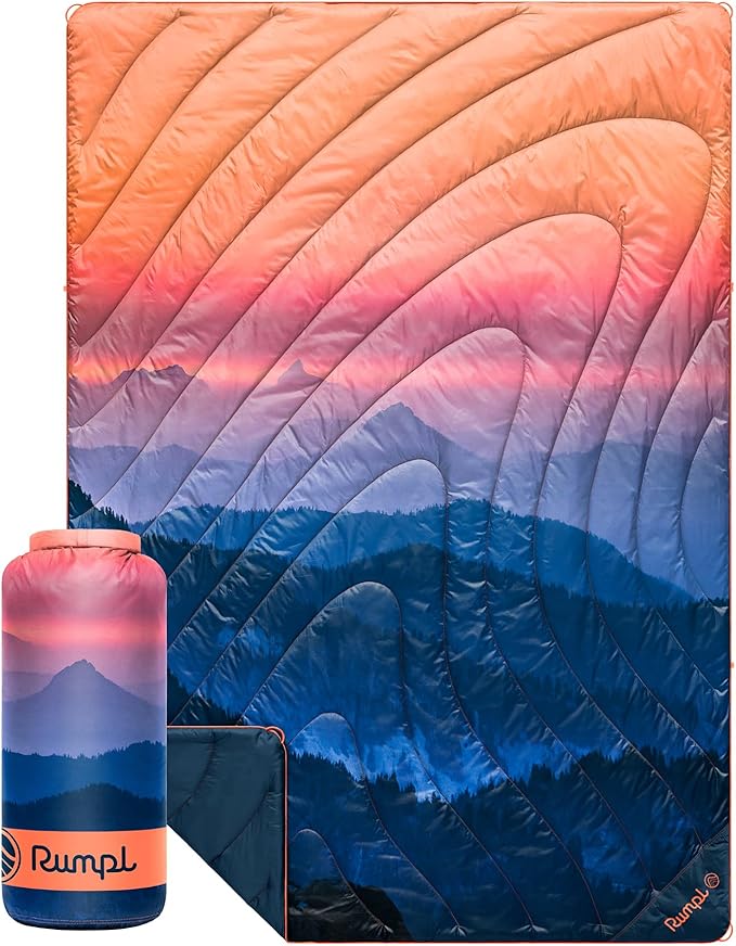 Rumpl Original Puffy 1-Person Blanket for Camping and Outdoors, Alpenglow