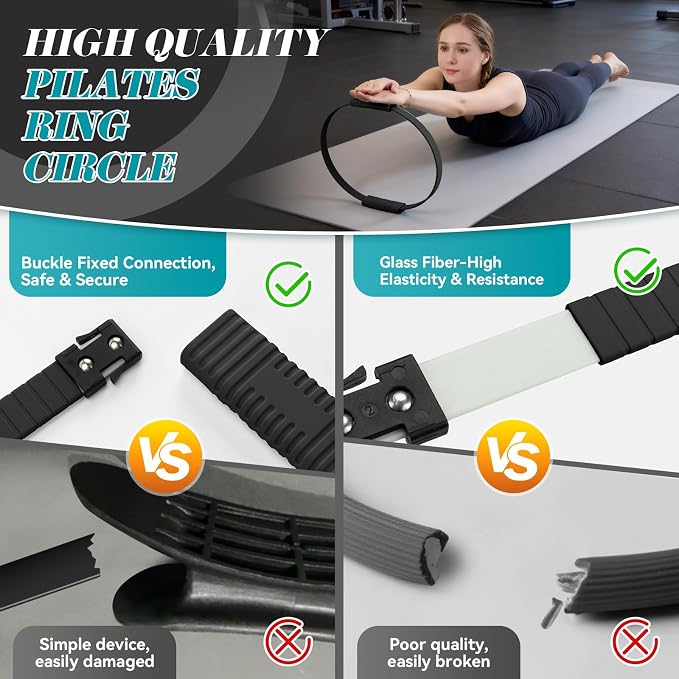 SUBCULTUREPICK Pilates Ring, Silicone Magic Pilates Rings, Lightweight & Durable Flexible Fitness Circle Exercise Equipment for Toning Arms, Thighs,Legs, Core,Yoga & Physical Therapy