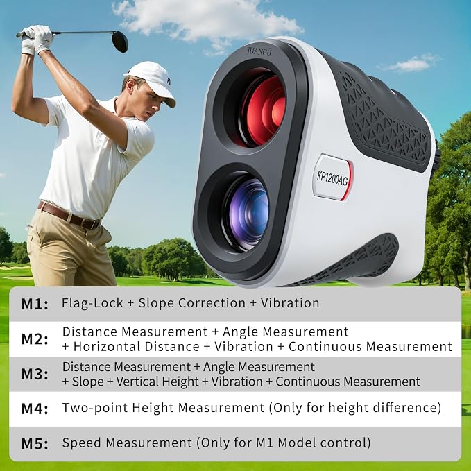 JUANGU Golf Rangefinder with Slope, 1200 Yards, 7X Magnification, 328 Yards Flag Pole Locking, High Precision Fast Focus Golf Distance Finder for Men Golfers Gifts Black&Grey