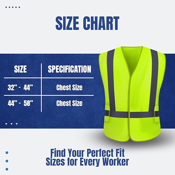 NYOrtho High Reflective Vest - Construction Vest - Universal Fit - ANSI/ISEA Class 2 - Sweat-Free With Reflective Material