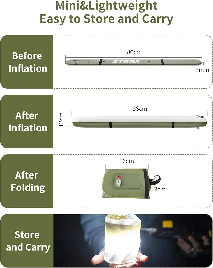 USB Charging Inflatable LED Tube Camping Light for Tent,Foldable Camping Lights Bars Built-in 4000mAh Battery for for Camping, Hiking, Travel LED Light Wand Stick