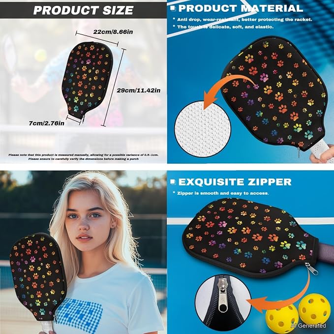 Pickleball Paddles Set 3PCS Pickleball Paddle Case Pickleball Racket Pickleball Bag Ideal for Beginners Gifts