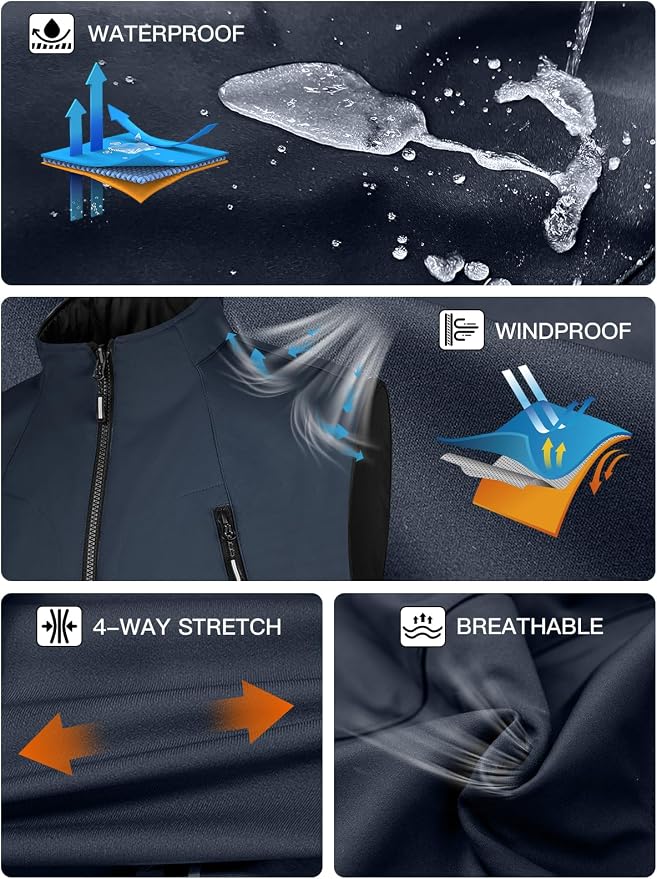 FREE SOLDIER Men's Lightweight Golf Vest Outerwear Windproof Reversible Sleeveless Softshell Jacket Running Vest