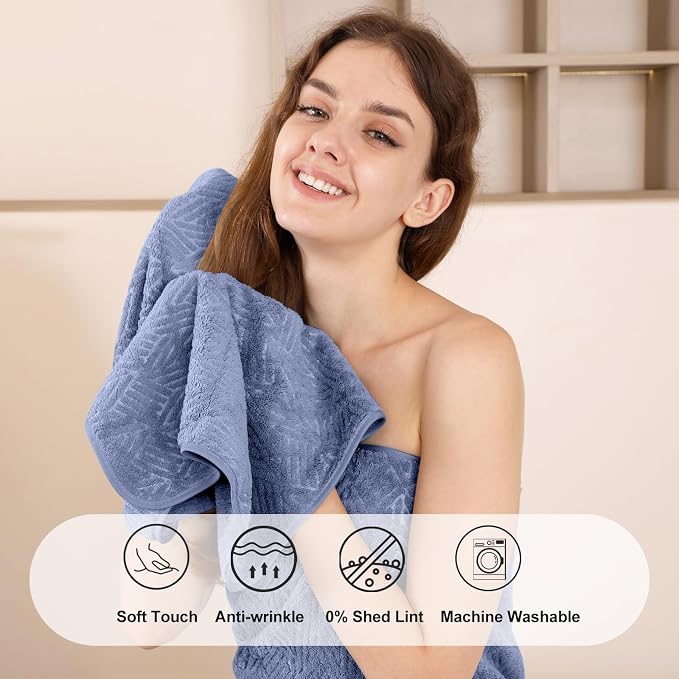 CHINO Violet Bath Towels Set, 2 Oversized Large Towels/2 Hand Towels/4 Washcloths, Quick Dry Towel Super Soft Absorbent Luxury Towel Set Hotel Spa Towel (8 Pack)