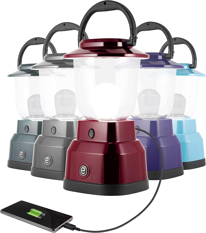 Enbrighten LED Large Camping Lantern, Battery Powered, USB Charging, 800 Lumens, 200 Hour Runtime, Carabiner Handle, Hiking Gear, Emergency Light, Blackout, Storm, Hurricane