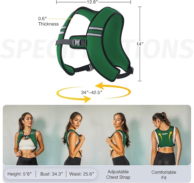 ZELUS Weighted Vest, Washable Z-Fit Soft Iron Weighted Vest for Women and Men, 5/10/15 lb Weight Vest with Reflective Strips & Adjustable Straps, Ultra Thin Weight Vest for Gym Strength Training