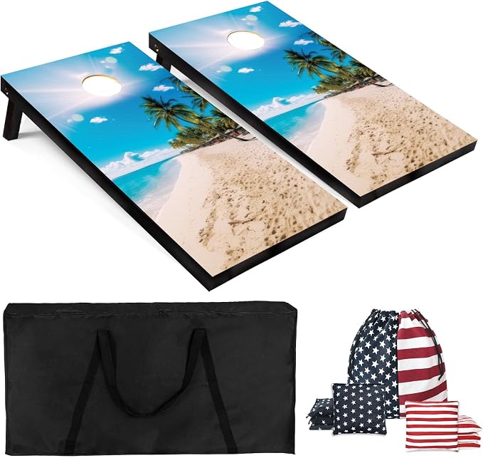 Cornhole Board Set 4x2 Regulation Size Cornhole Set with Carrying Bags & 8 Bean Bags Corn Hole Boards Bean Toss Game for Adults Family Outdoor Lawn Outside Backyard Games