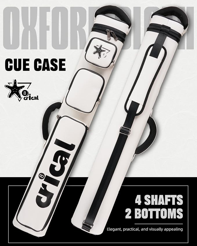 CRICAL Pool Cue Case 2x4 Hard Pool Stick Case Holds 2 Butts and 4 Shafts for Adults Billiard Cue Case with Soft Shoulder Straps