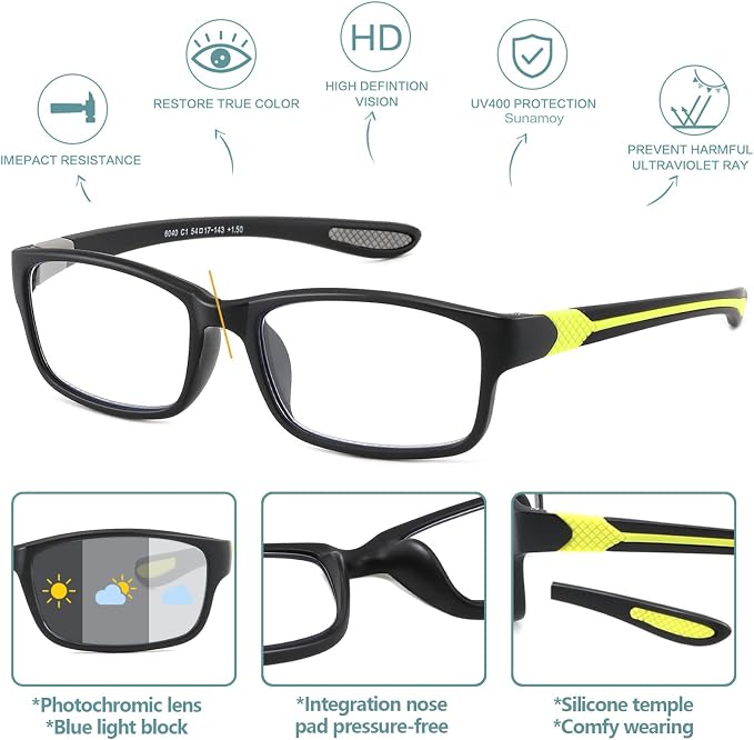 Wide Reading Glasses Blue Light Computer Reader Designer Sport Cheater Large Head Frame Photochromic Tinted Eyeglass