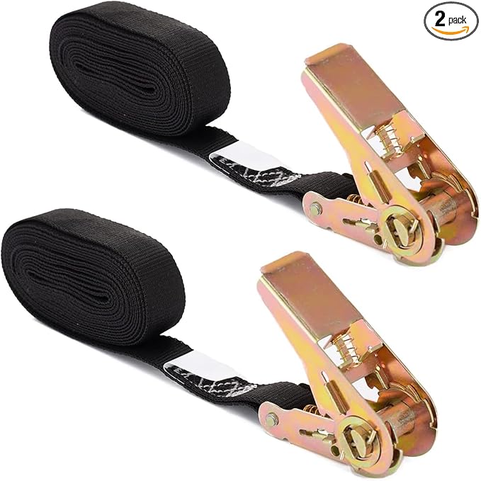 Small Ratchet Strap,Heavy Duty Endless Ratchet Tie Down Straps,NO Hook Nylon Black Tie Down Straps for Motorcycles, Kayak