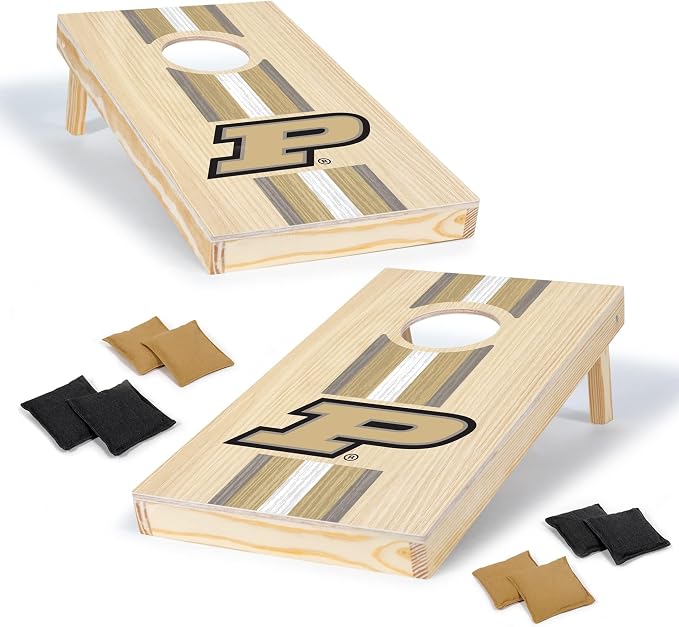 Wild Sports College Portable Size 1' x 2' Solid Wood Cornhole Set with Direct Print HD Team Graphics – Travel Size