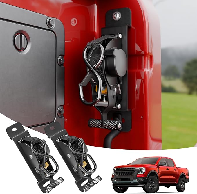Retractable Ratchet Straps Compatible with 2024 2025 2026 Ford Ranger Retracting Straps 2PCS Auto Retract Securing Strap Tie Down System for Ranger Accessories