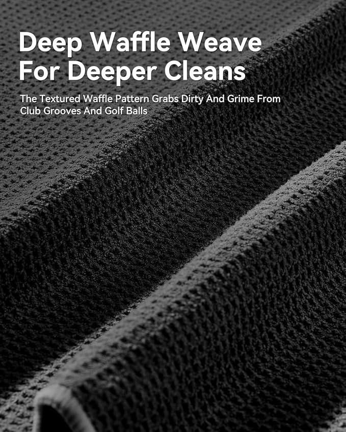 Magnetic Golf Towel with Cleaning Pocket, 24"x16" Ultra-Absorbent Waffle Microfiber Golf Towel with Magnet & Clip for Golf Bag, Carts and Clubs, Golf Accessories Gift for Men Women Golfers