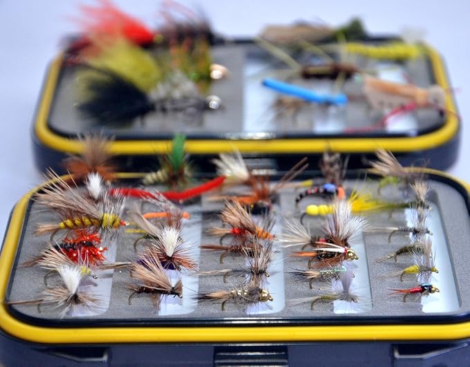 Outdoor Planet Premium Fly Fishing Flies Assortment, 12/24 /48 /66pcs Dry/Wet/Nymph/Streamer Flies, Trout/Bass/Panfish/Salmon Fishing Flies
