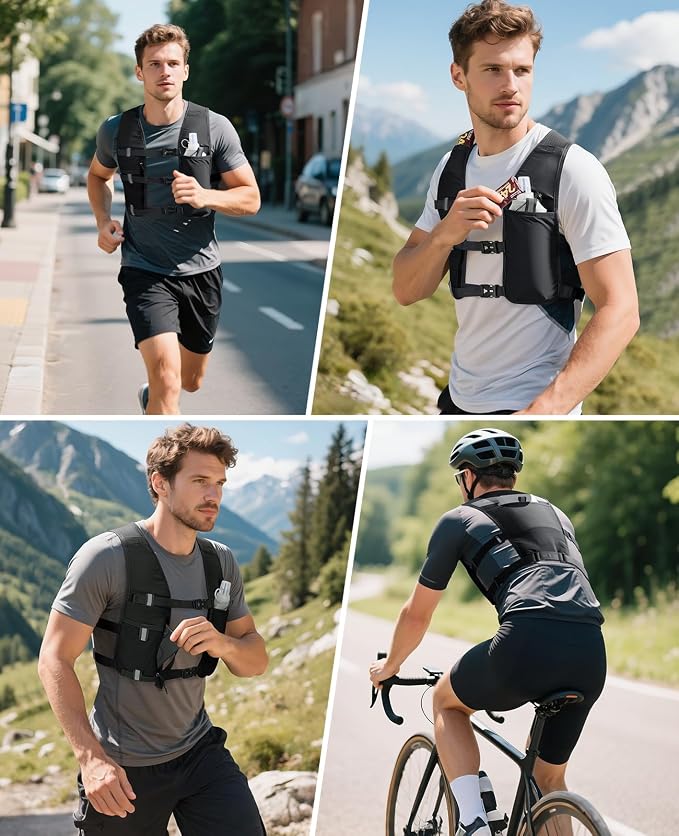 NOOLA Running Vest with 500ml Soft Flask, Lightweight Running Hydration Vest for Men Women，Adjustable Reflective Water Backpack with Phone Holder for Hiking Cycling Marathon Trail Race