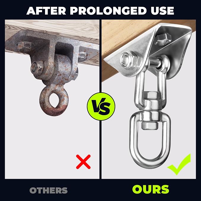 Heavy Duty Swing Hangers for Wooden Sets 2000 LB Capacity Hammock Hanger 360 Swivel Stainless Steel Swing Hardware Accessories 2 Packs for Porch Playground Yoga Heavy Bag