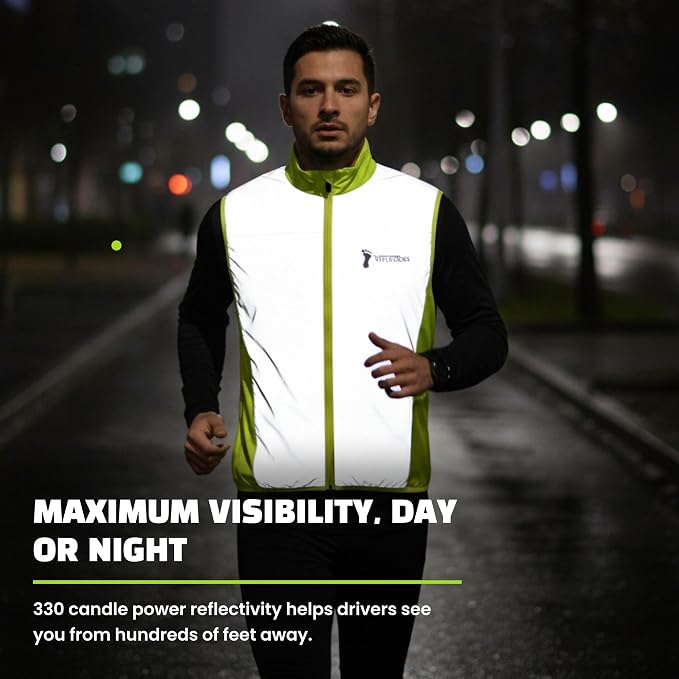 ReflecToes Reflective Safety Vest for Night Visibility – Hi Vis Running & Cycling Gilet – Lightweight, Breathable Outer Layer