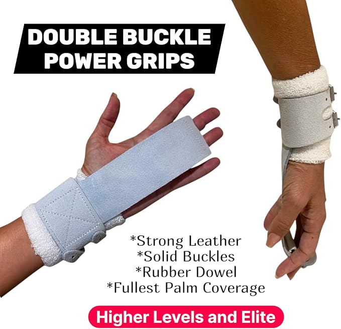 Double Buckle Grips for Girls Gymnastics | Dowel Grips, 4" Wristbands, Grip Bag | Gymnastics Grips for Girls | Youth Bar Grips | Gymnastics Gloves