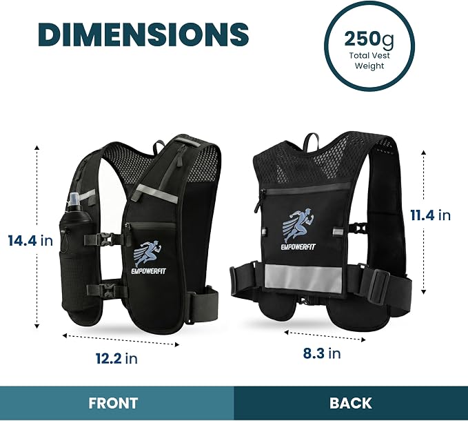 Running Hydration Vest with 500ml Soft Bottle – Lightweight Running Pack for Men & Women, Breathable Mesh, Reflective, 6 Pockets