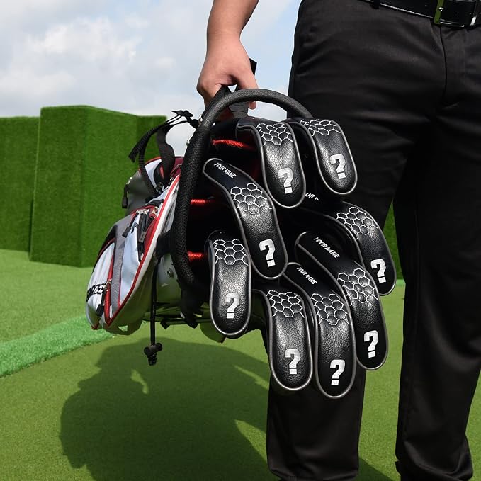mytag 8PCS Golf Hybrid Iron Covers Set, Knit Hybrid Head Covers, Fits Cobra T Rail, Cleveland Launcher, Wilson Launch Pad, Tour Edge Hot Launch - Customizable