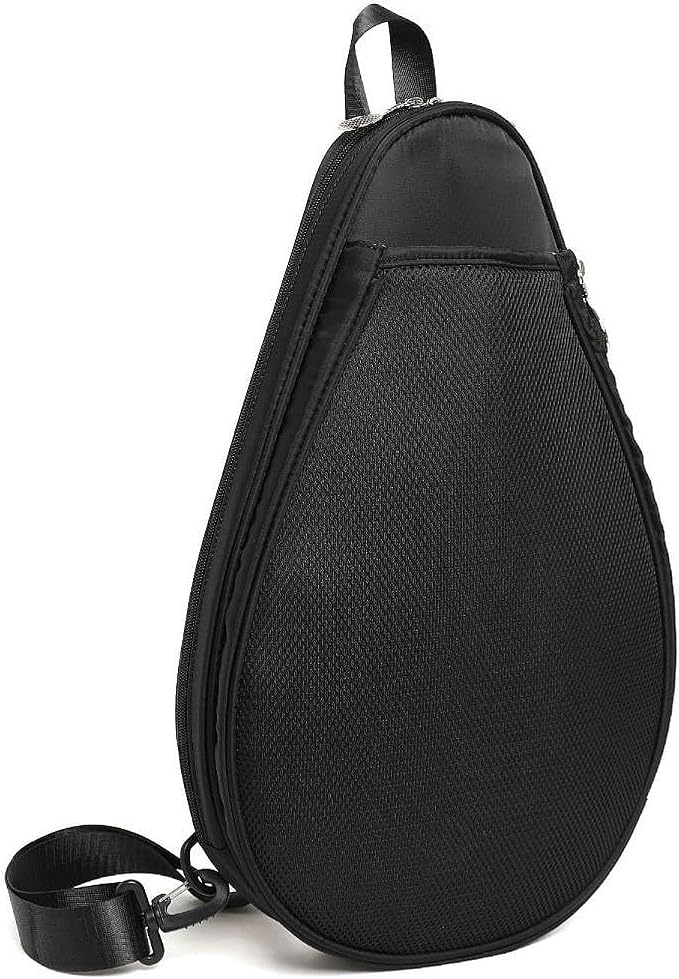 Tennis Racket Bag Waterproof Zipper Paddle Holder Crossbody Shoulder Bag for 1-2 Rackets, Lightweight Versatile Organizer