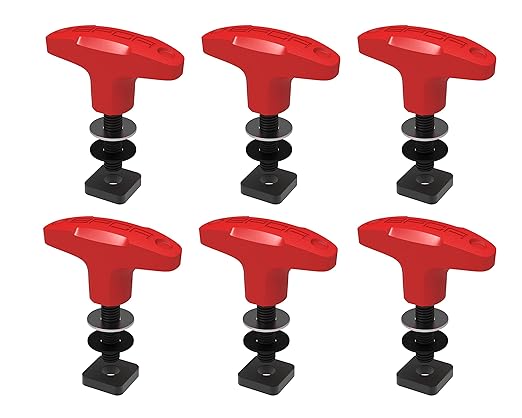 GPCA - GP Anchor Quick-Release Tie Down Anchor/T-Handle M8 25mm Set with Screw Nuts for Fast Jeep Top Removal Lift, Truck Tie Downs, Jeep Wrangler Accessories for 4xe, J & YJ, Patented, Red, 6 Packs