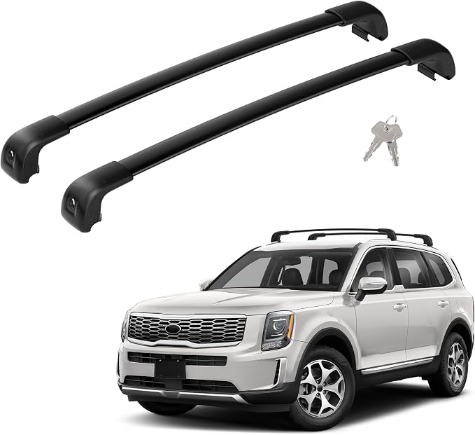 FLYCLE 300Lbs Roof Rack Cross Bars Compatible with KIA Telluride 2019-2026 S SX SX-P EX, Lockable Cross Bars Roof Rack Cargo Bars for Luggage Kayak Bikes Canoe Ski Snowboard