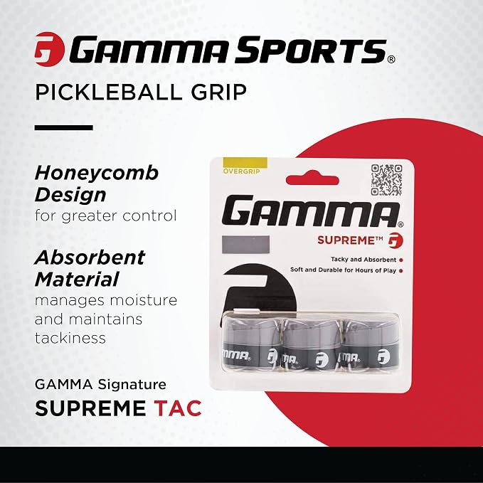 Gamma Sports Supreme Overgrip for Tennis, Pickleball, Squash, Badminton, and Racquetball Racquets, Multiple Pack Sizes and Colors