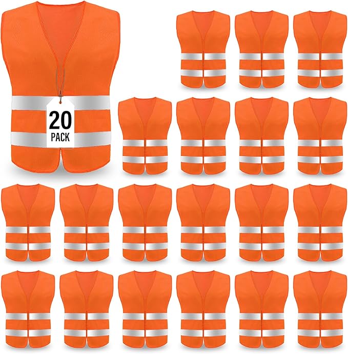 Safety Vest, Reflective High Visibility Construction Vest for Men, Work, Cycling, Runner, Surveyor, Volunteer, Road