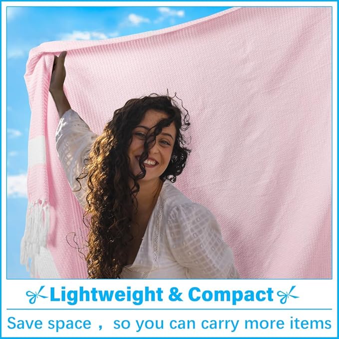 Vikumond Oversized Turkish Beach Towel Blanket XXL Cotton Sandproof Towels Boho Woven Extra Large Big Sand Free Giant Throw Blankets Huge Quilt XL Picnic Camping Necessities Cloud for Adult Gifts