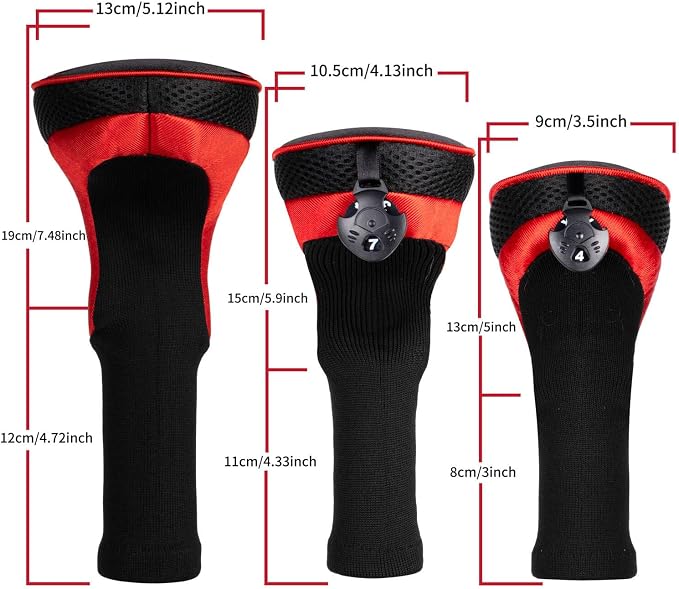 Golf Club Head Cover for Driver Fairway Hybrid 3 Pcs Woods Headcovers, Golf Accessories Head Covers Set with Interchangeable No. Tags 3 4 5 7 X Golf Accessories for Men Women