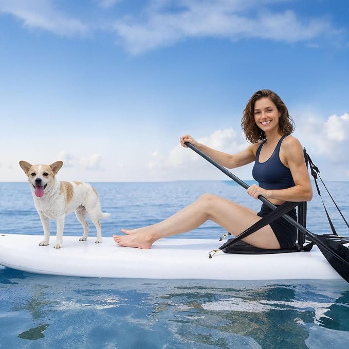 VEVOR Kayak Seat, Universal Paddle Board Seat with Adjustable Back Support, Multiple Thickness Options (0.5” to 2.6”), Soft Padded Cushion & Storage Bag for SUP, Canoe, Fishing Boat, Inflatable Kayak