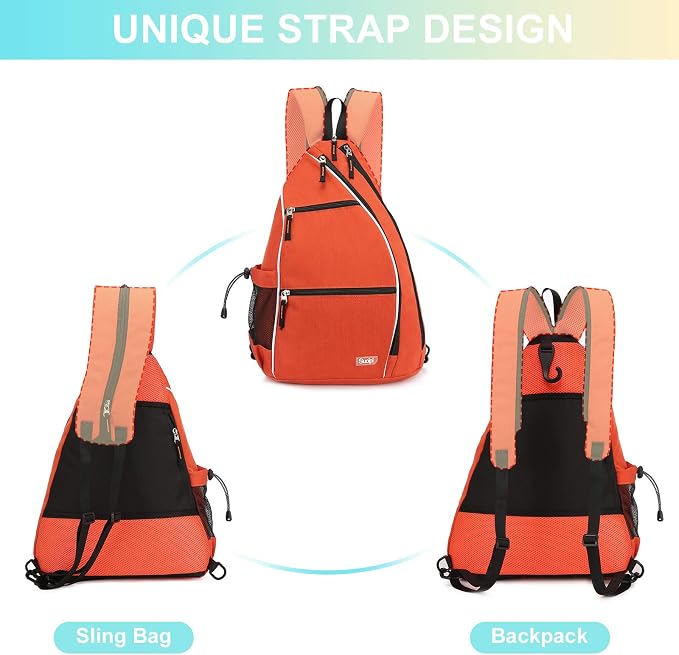 Sucipi Pickleball Bag - Men's & Women's Pickleball Backpack, Adjustable Sling Bag w/Fence Hook/Large Capacity/Safety Pocket