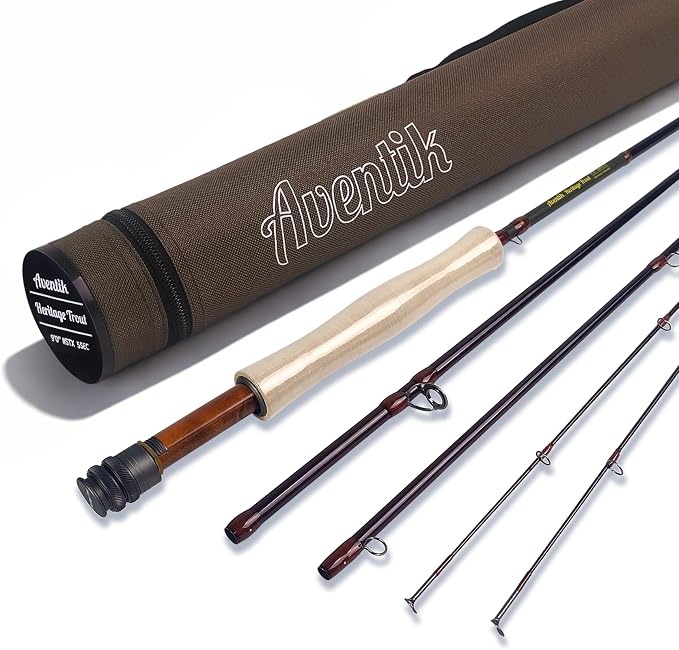 Aventik Fly Fishing Rod with Extra Tip, 6'8'' 2wt to 9'0'' 6wt, X-Cross High Modulus Carbon Fast Action Travel Fly Rod, 4/5-Piece Trout Rod for Creeks & Rivers