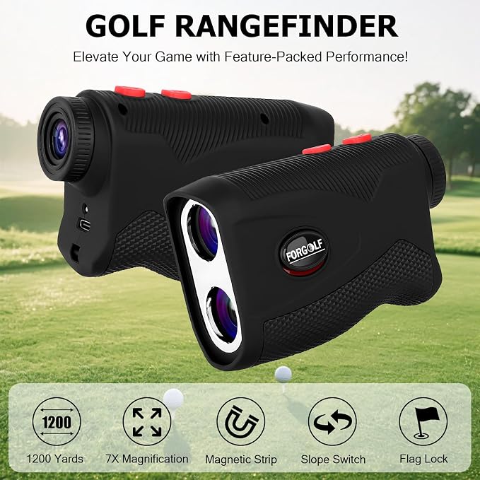1200 Yards Golf Rangefinder with Slope, 7X Magnification, Flag Pole Locking Vibration, Rechargeable Battery with Magnet Stripe,Ideal Golf Accessories for Golfers & Hunting