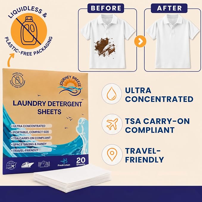 Travel Laundry Detergent Sheets Bundle – 50 Count Hand Wash + 20 Count Hand/Machine Wash Laundry Detergent Sheets for Sink Washing in Hotels, Cruises, Camping & Backpacking