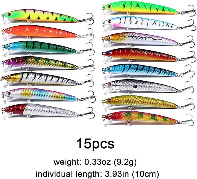 Fishing Lures Kit Minnow Popper Crank Baits Freshwater Bass Fishing Baits Set