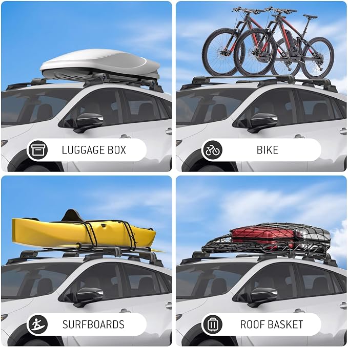 HYR Lockable Roof Rack Cross Bars Compatible with Subaru Ascent 2019-2024 with Raised Side Rails, Aluminum Heavy Duty Anti-Theft Roof Rails Crossbars Rooftop Cargo Bars