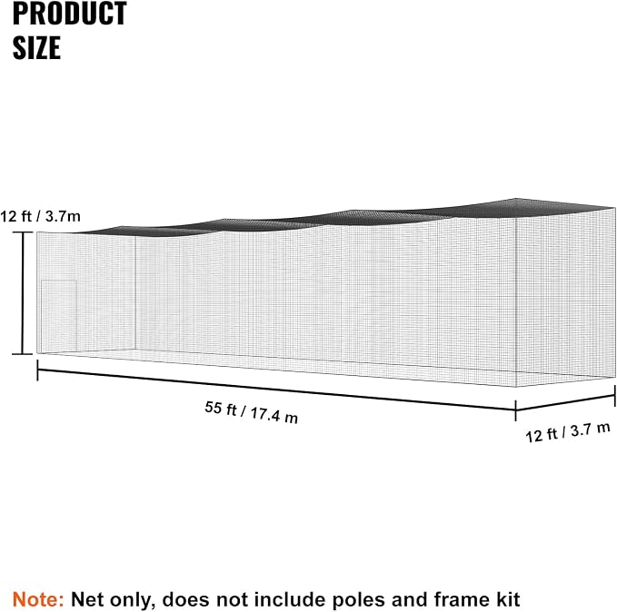 VEVOR Baseball Batting Cage,Professional Softball Baseball Batting Hitting Training Net,Heavy Duty Enclosed PE Practice Portable Pitching Cage Net&Carry Bag,for Backyard,Field,Indoor&Outdoor