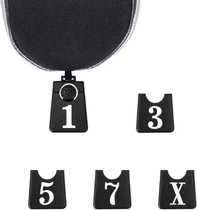Andux 3pcs/Set Nylon Golf Wood Club Head Covers with Long Neck | for 460cc Driver Fairway Wood Club Silver Piping Pull-On Closure