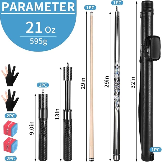 Kmise Pool Stick Set of - 58" Pool Cue Stick, Canadian Maple Professional Billiards Pool Cue, Pool Sticks for Adults, 18~21oz Multiple Colors