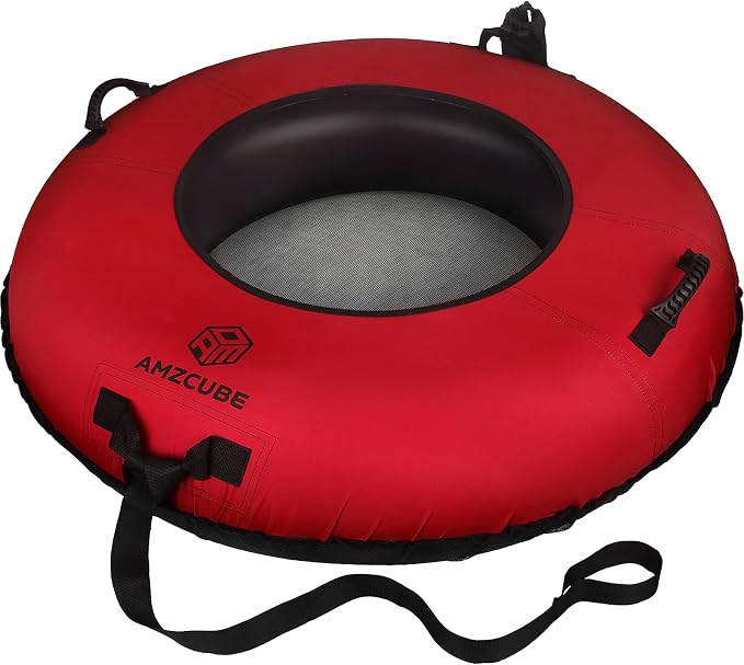 Heavy Duty River Tube for Floating, 44" River Float for Adults with Upgraded Handles and Drink Holder, Abrasion Proof 600D Canvas Cover Outdoor Inflatable Water Tube with Towable Strap